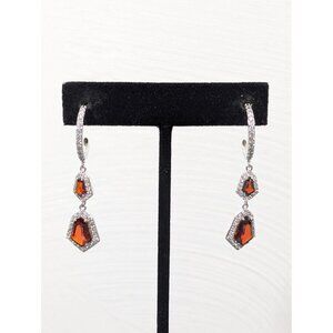 Bomb‎ Party Earrings Simulated Ruby Red Dangle Hoop Earrings Birthstone